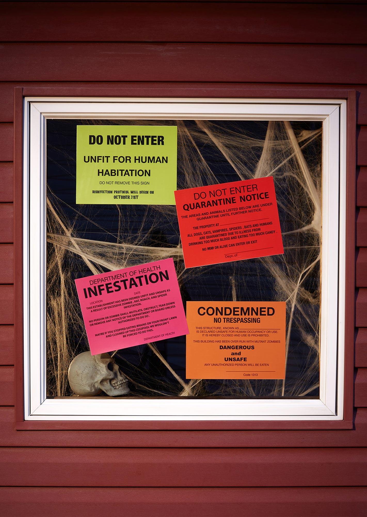 Condemned Signs Halloween Props Pack of 4