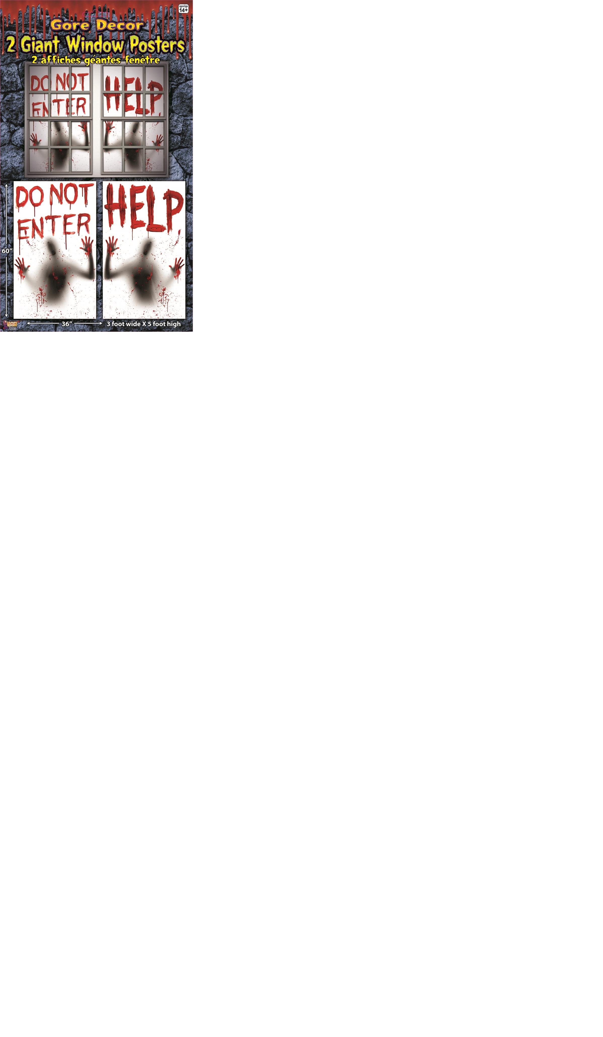Bloody Window Posters Pack of 2 Halloween Decoration 