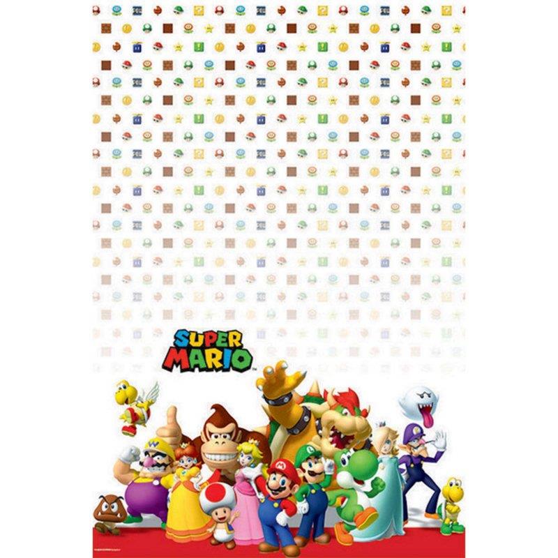 3-Piece Super Brother Games Party Tablecloth Set – Waterproof Plastic Table Cover For Kids Birthday Decor