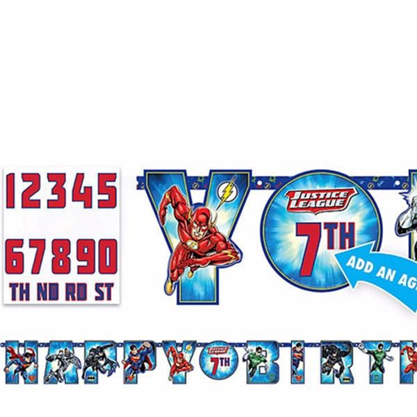 Justice League Add an Age Happy Birthday Banner