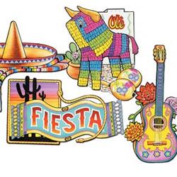 Fiesta Cardboard Double Sided Cutouts Pack of 4