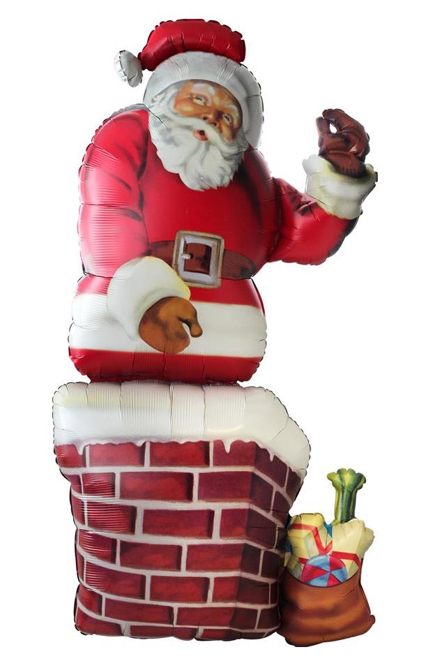 Shape Santa in the Chimney With Presents Foil Balloon
