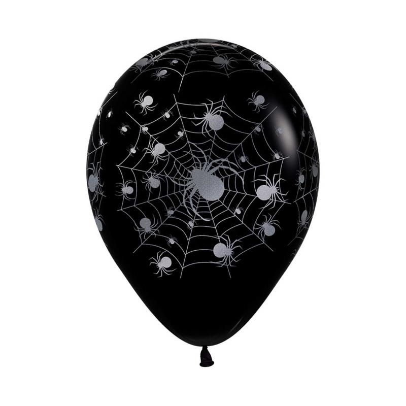 Sempertex 30cm METALink Silver Spiders Black Latex Balloons Pack of 12