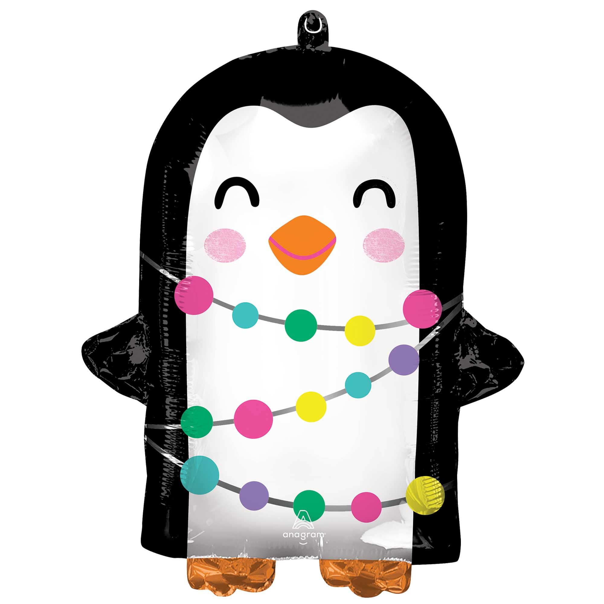 Standard Shape XL Bright Holiday Penguin Foil Balloon