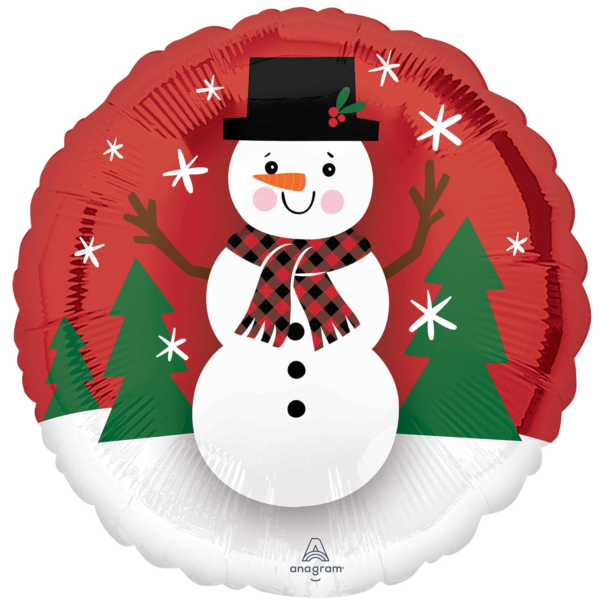 Standard 45cm Smiley Snowman Foil Balloon
