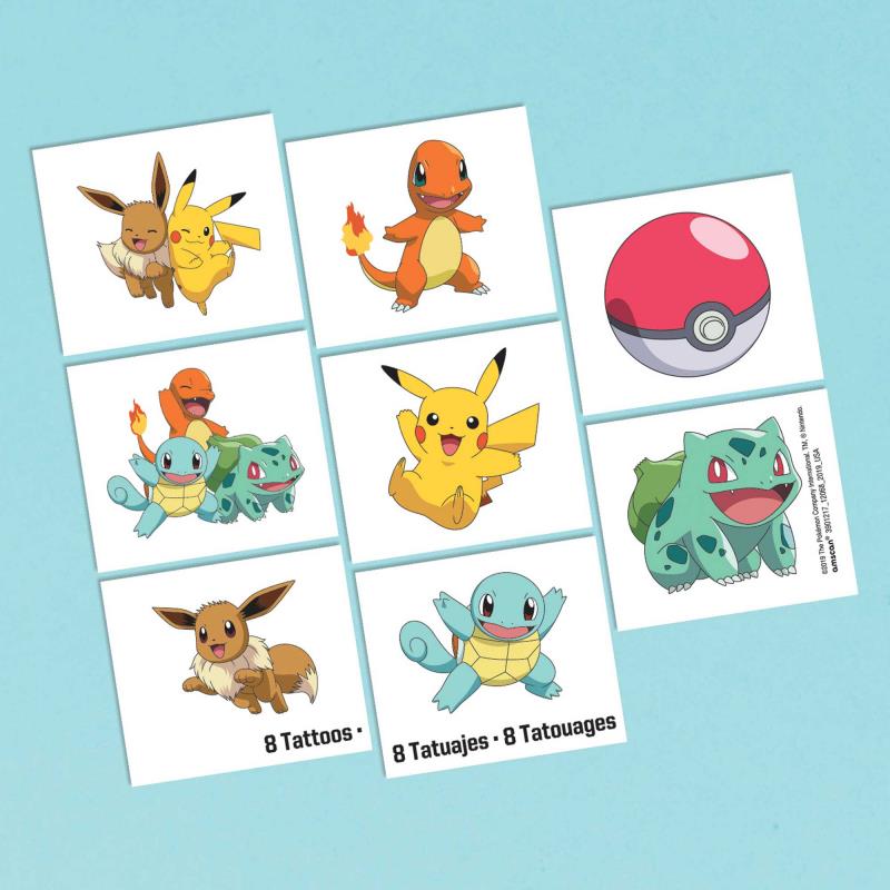 Pokemon Classic Tattoo Favours Pack of 8