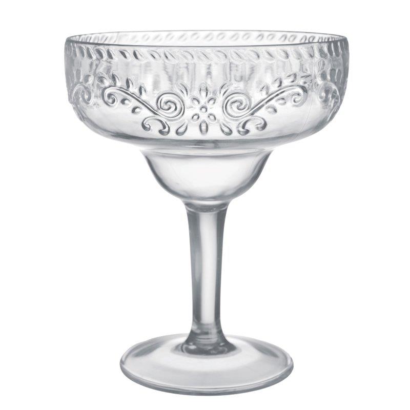 Boho Vibes Clear Floral Debossed Finish Margarita Glass