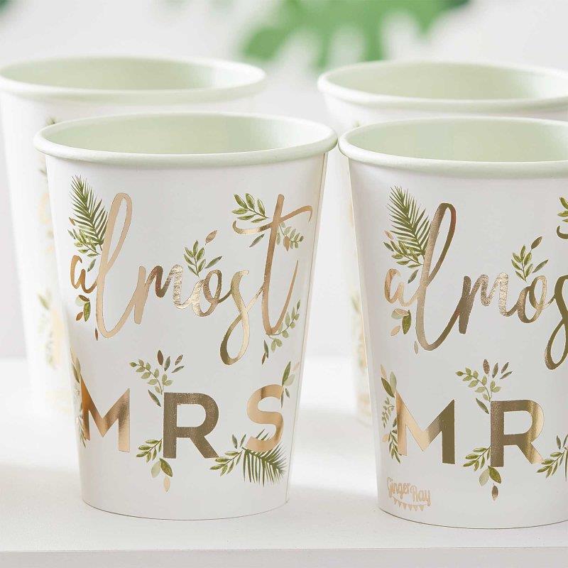Botanical Hen Party Almost Mrs. Paper Cups Pack of 8