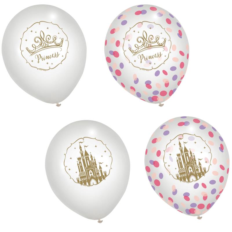 Disney Princess Once Upon a Time Confetti Filled Latex Balloons Pack of 6
