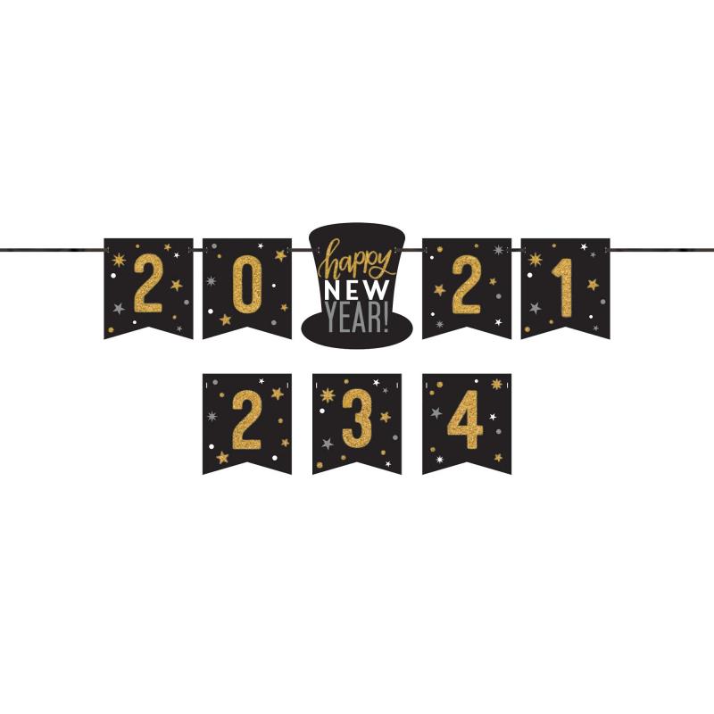 Happy New Year Personalized Letter Glitter Banner Kit