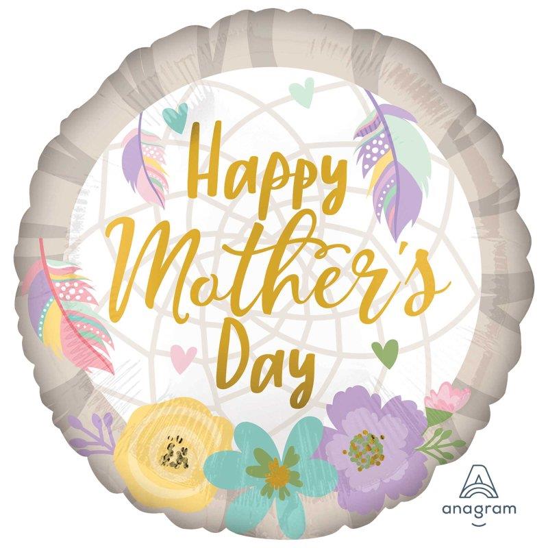Happy Mother's Day Feathers Flowers 45cm Foil Balloon