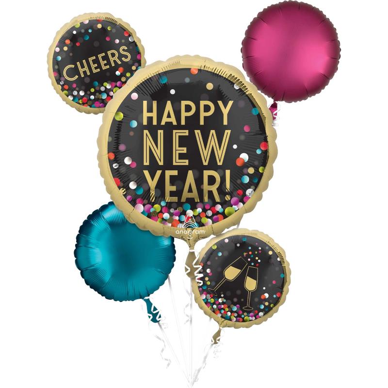 Happy New Year Colourful Confetti Balloon Bouquet
