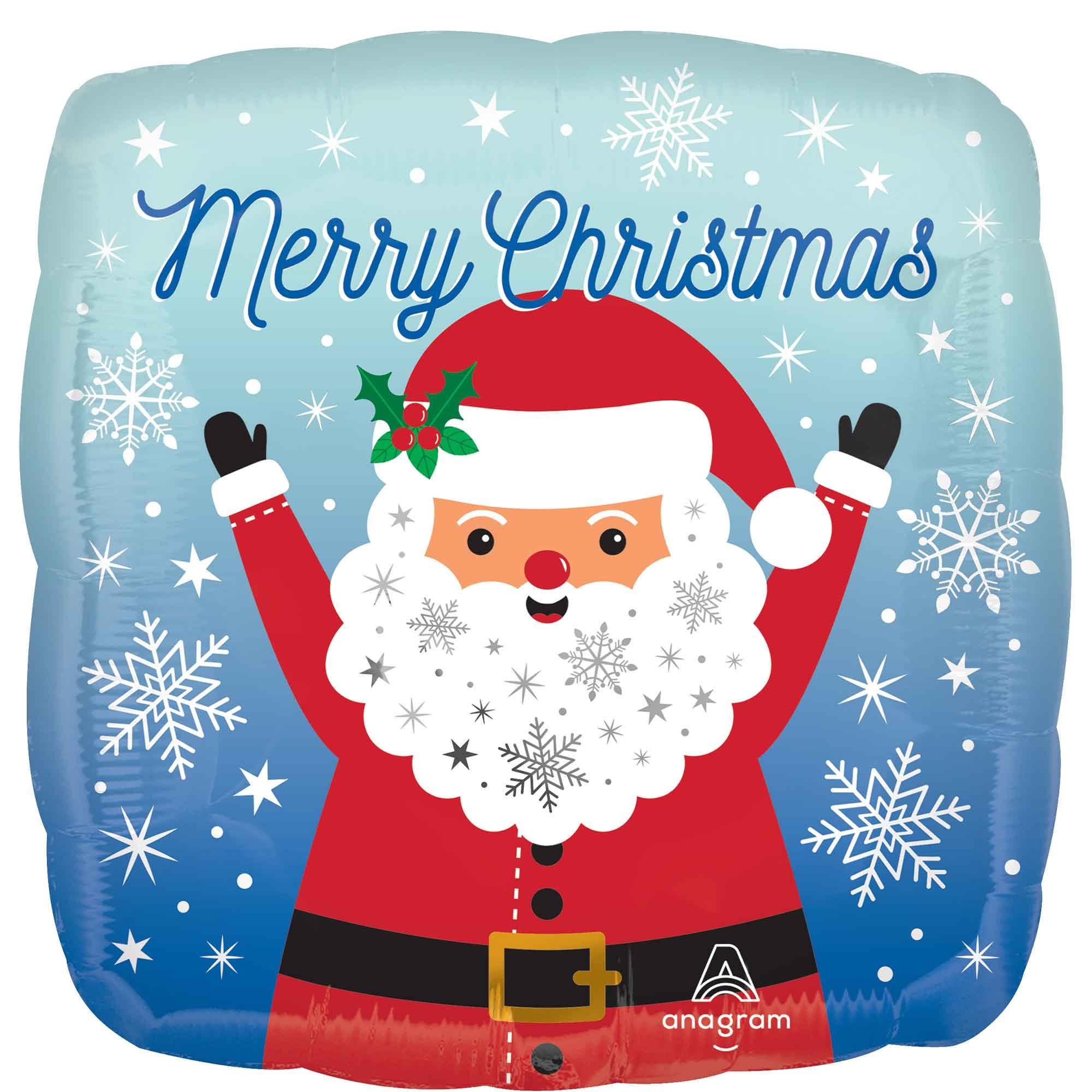 Snowy Merry Christmas Santa 45cm Foil Balloon