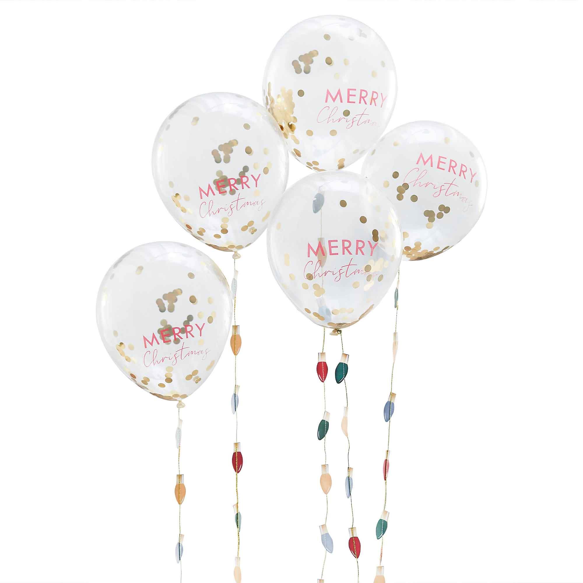 Christmas Merry Everything Confetti Latex Balloons Pack of 5