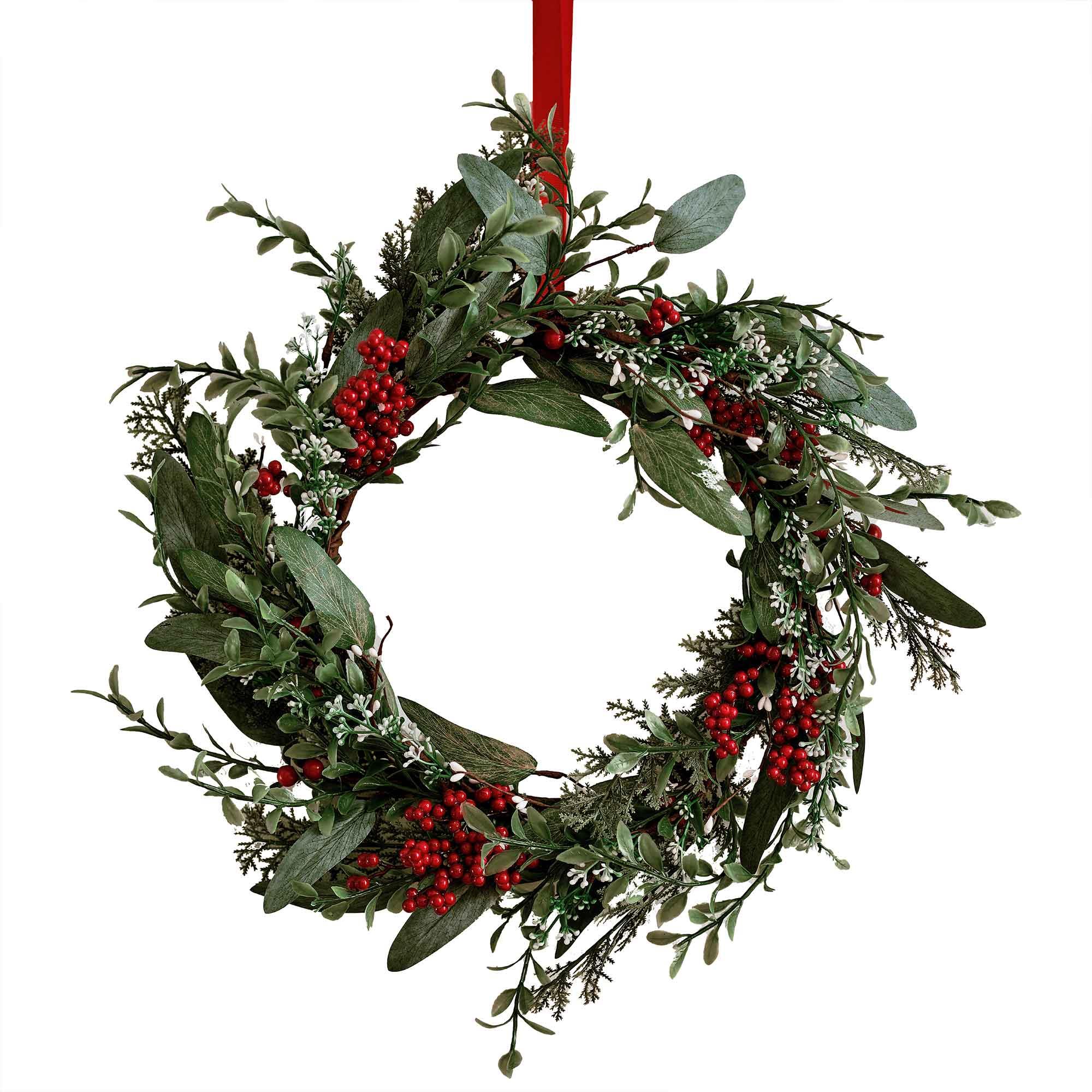 Christmas Rustic Red Berry Door Wreath