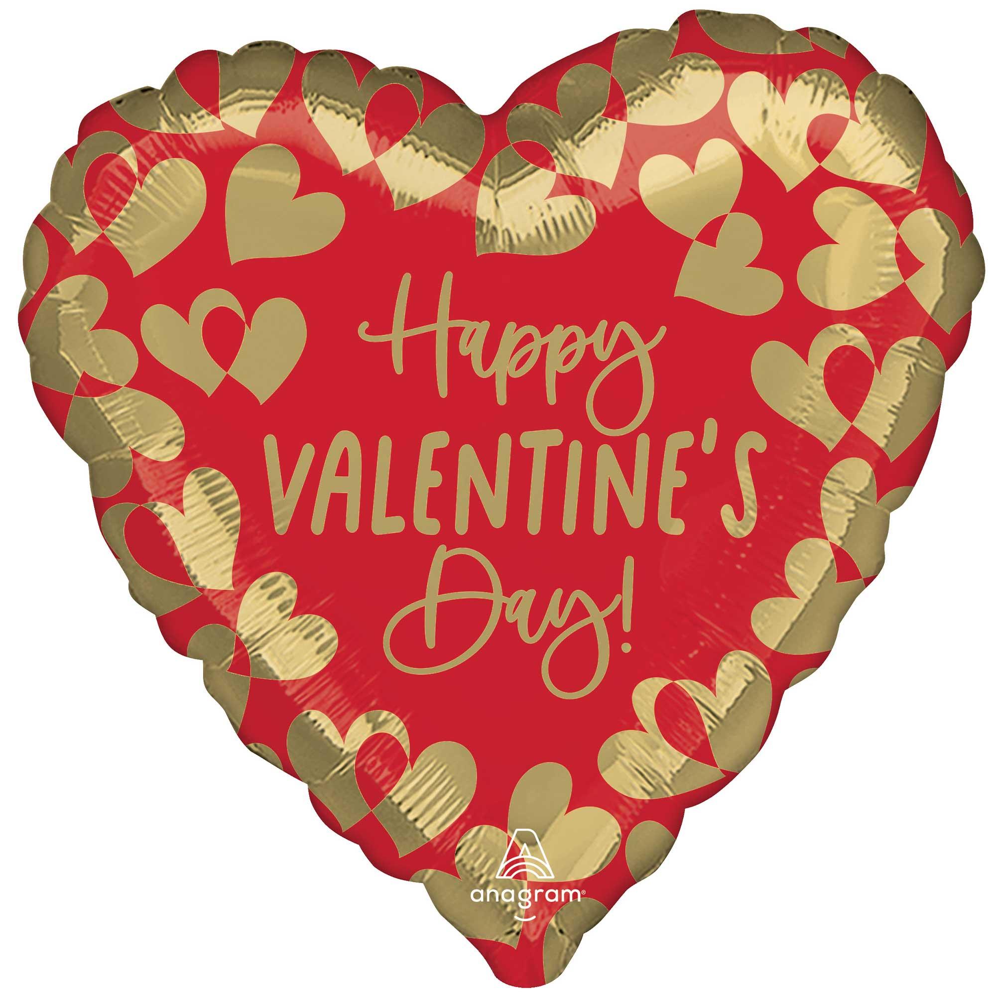 Jumbo Happy Valentine's Day Golden Hearts Foil Balloon