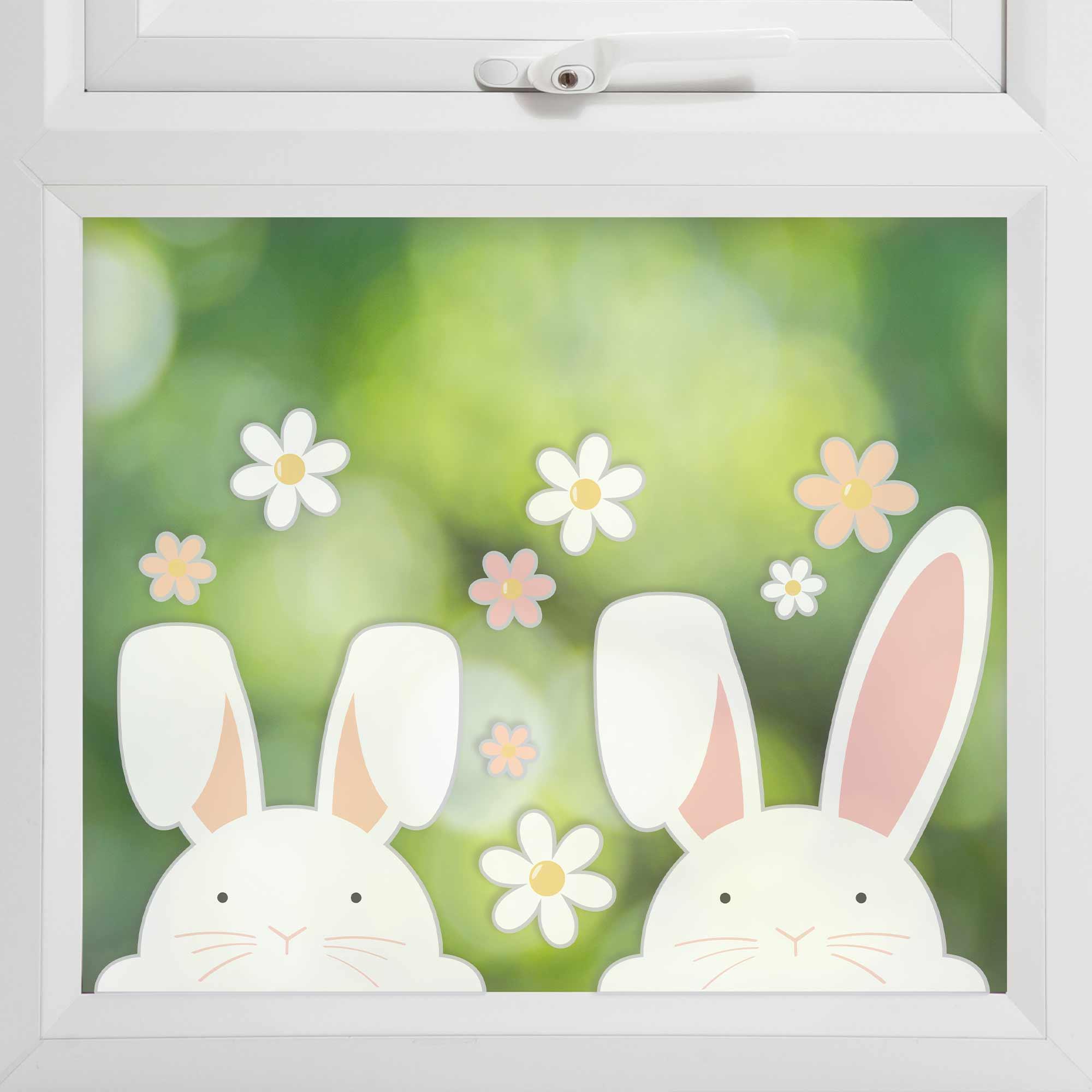 Eggciting Easter Bunny Window Stickers Pack of 12
