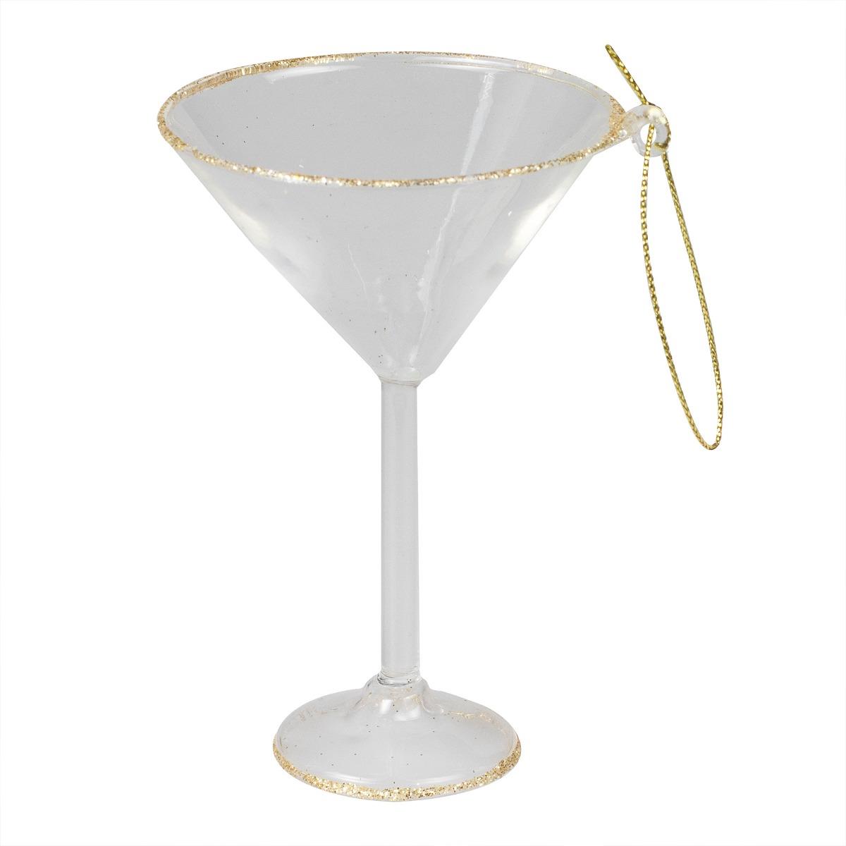 Merry and Bright Christmas Novelty Martini Glass Hanging Tree Decoration