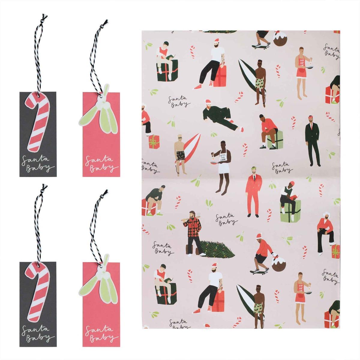 Merry and Bright Christmas Santa Baby Gift Wrapping Paper