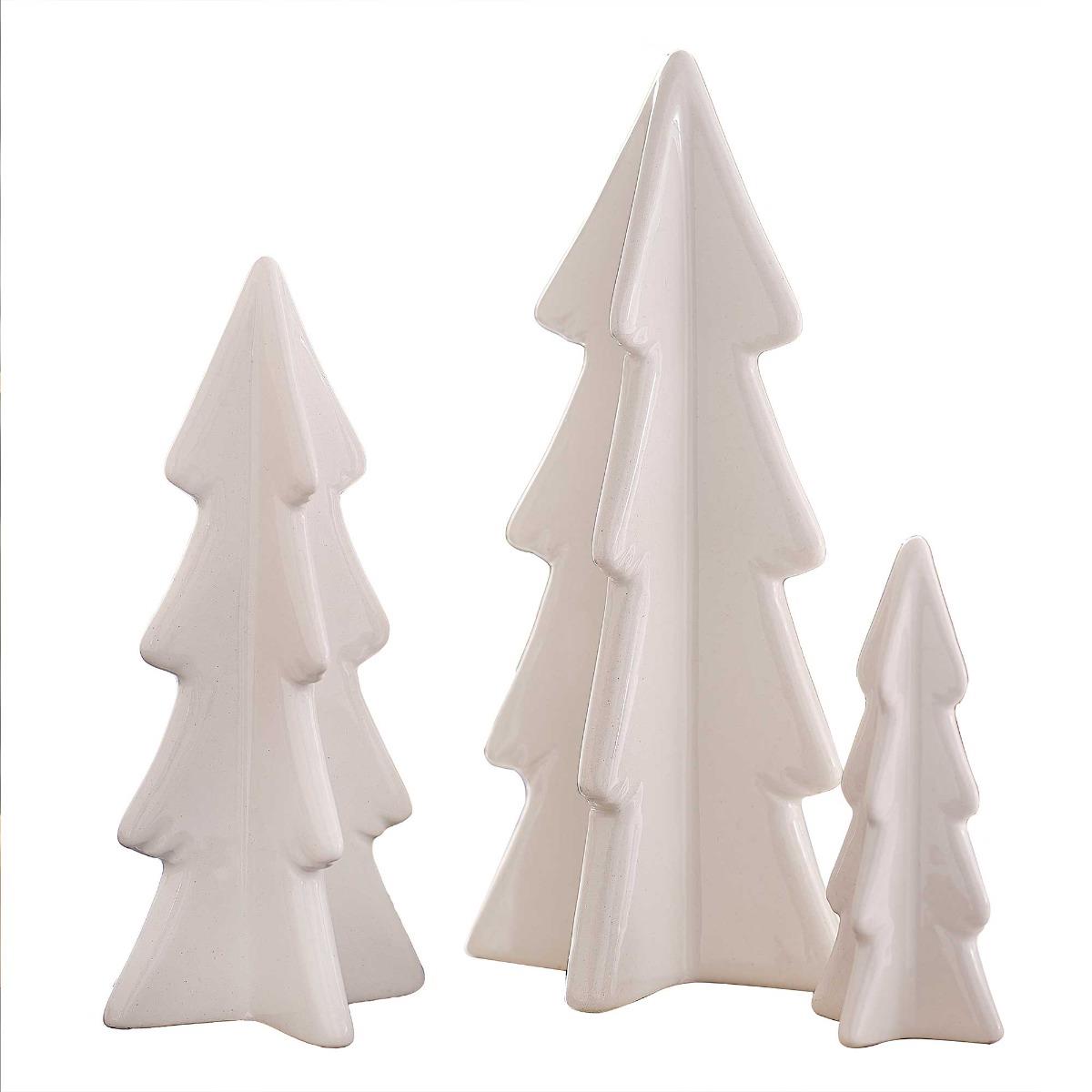 White Christmas Ceramic Tree Decorations Pack of 3