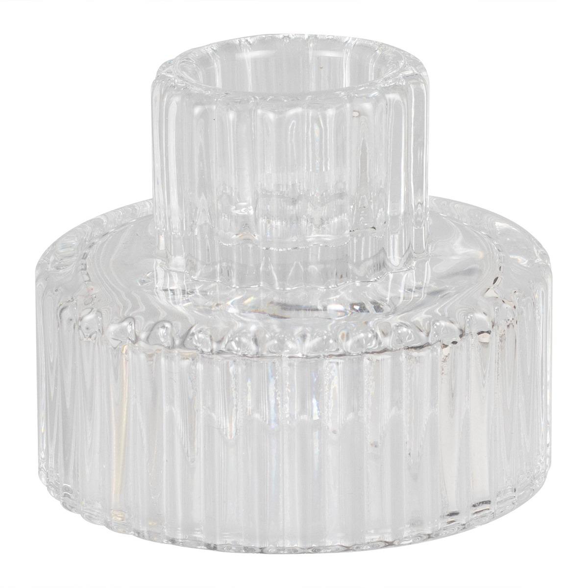 White Christmas Clear Glass Candle Holders Pack of 2