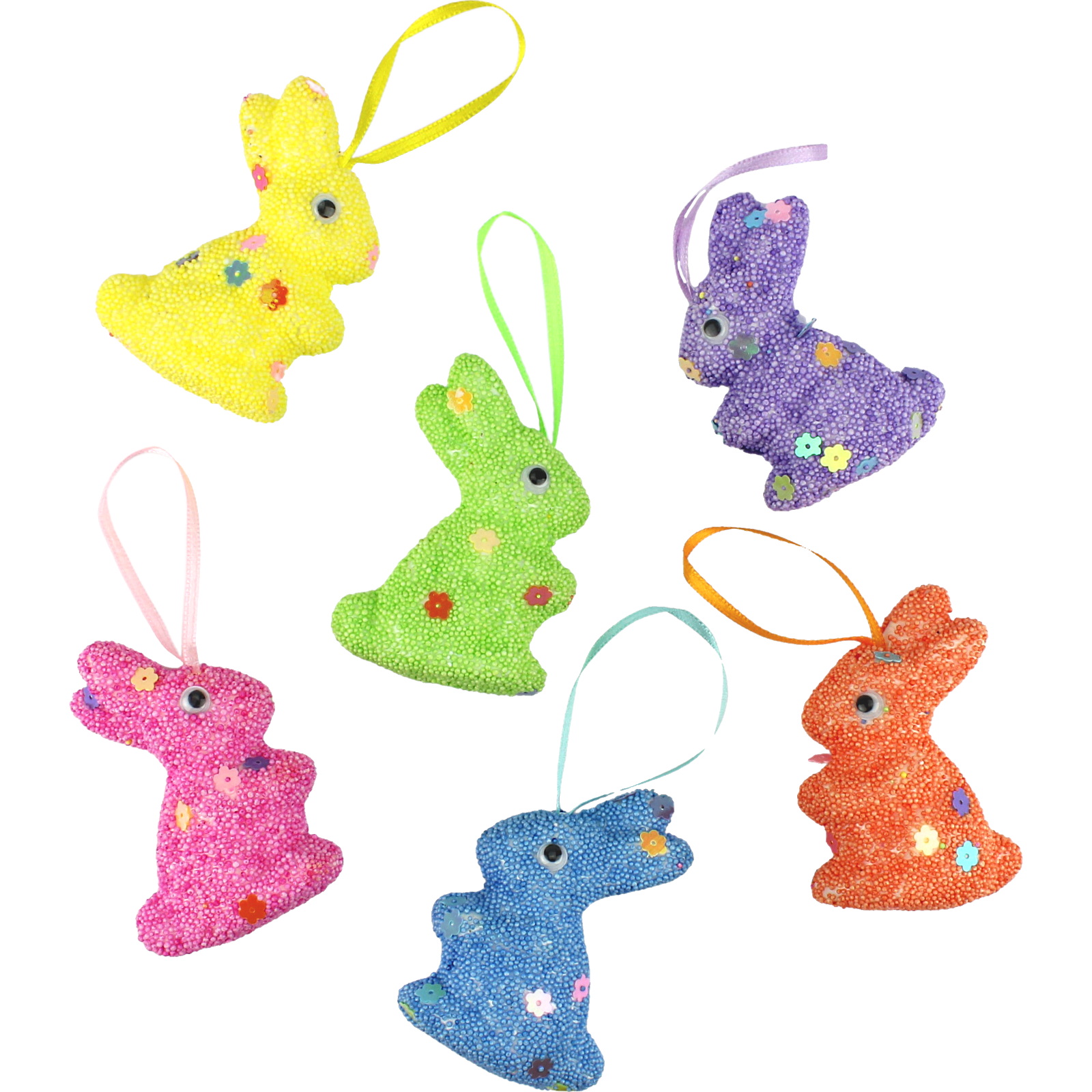 Colourful Foam Bunny Hanging Decorations (Pack of 6)