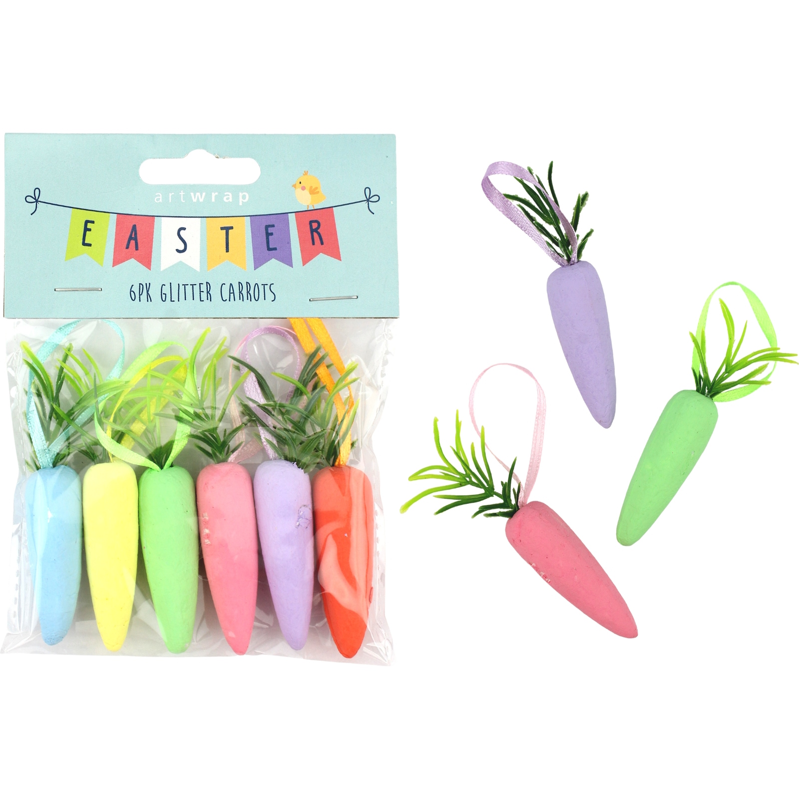 Foam Mini Carrot Hanging Decorations (Pack of 6)