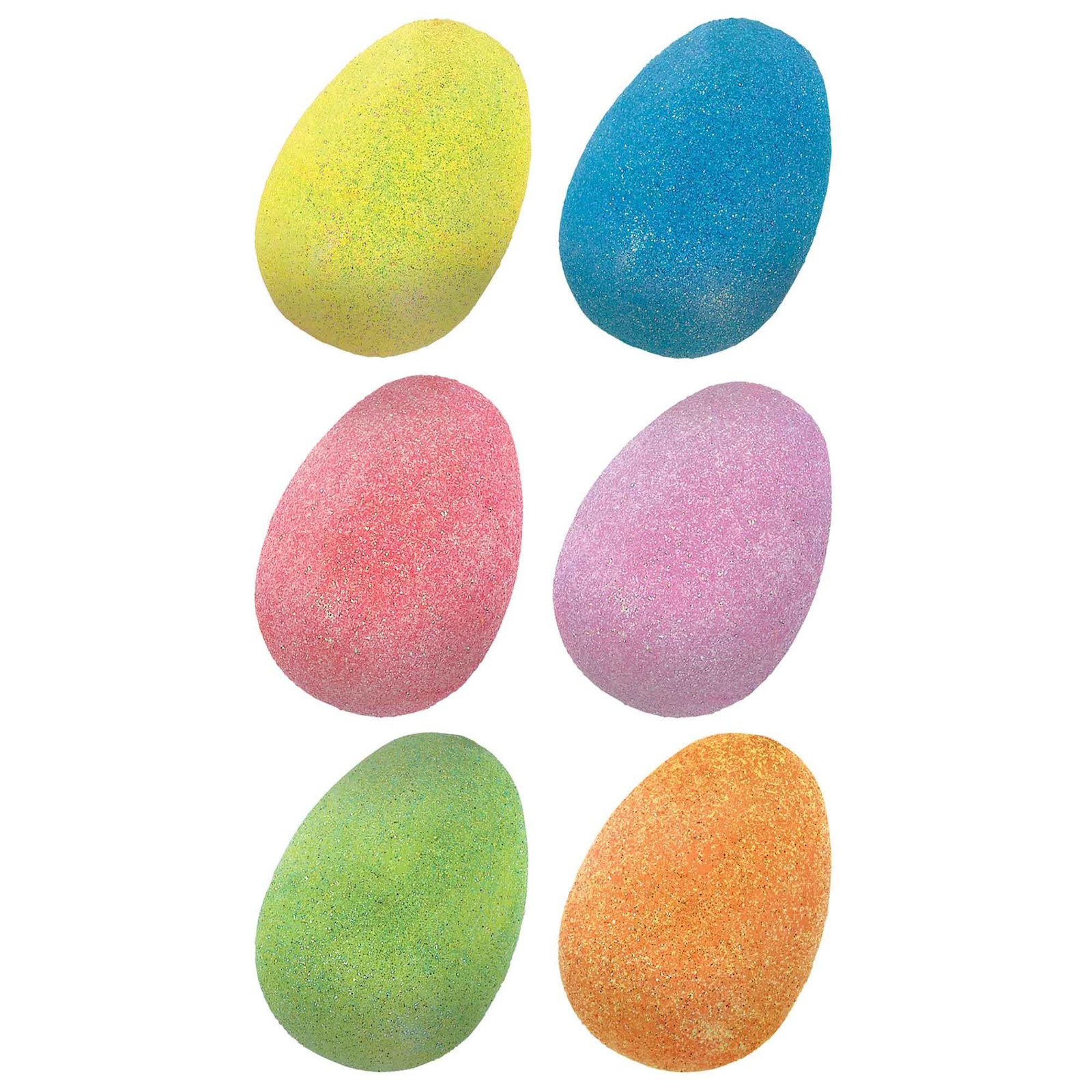 Easter Eggs Small Glitter Plastic Fillable Favours Pack of 6