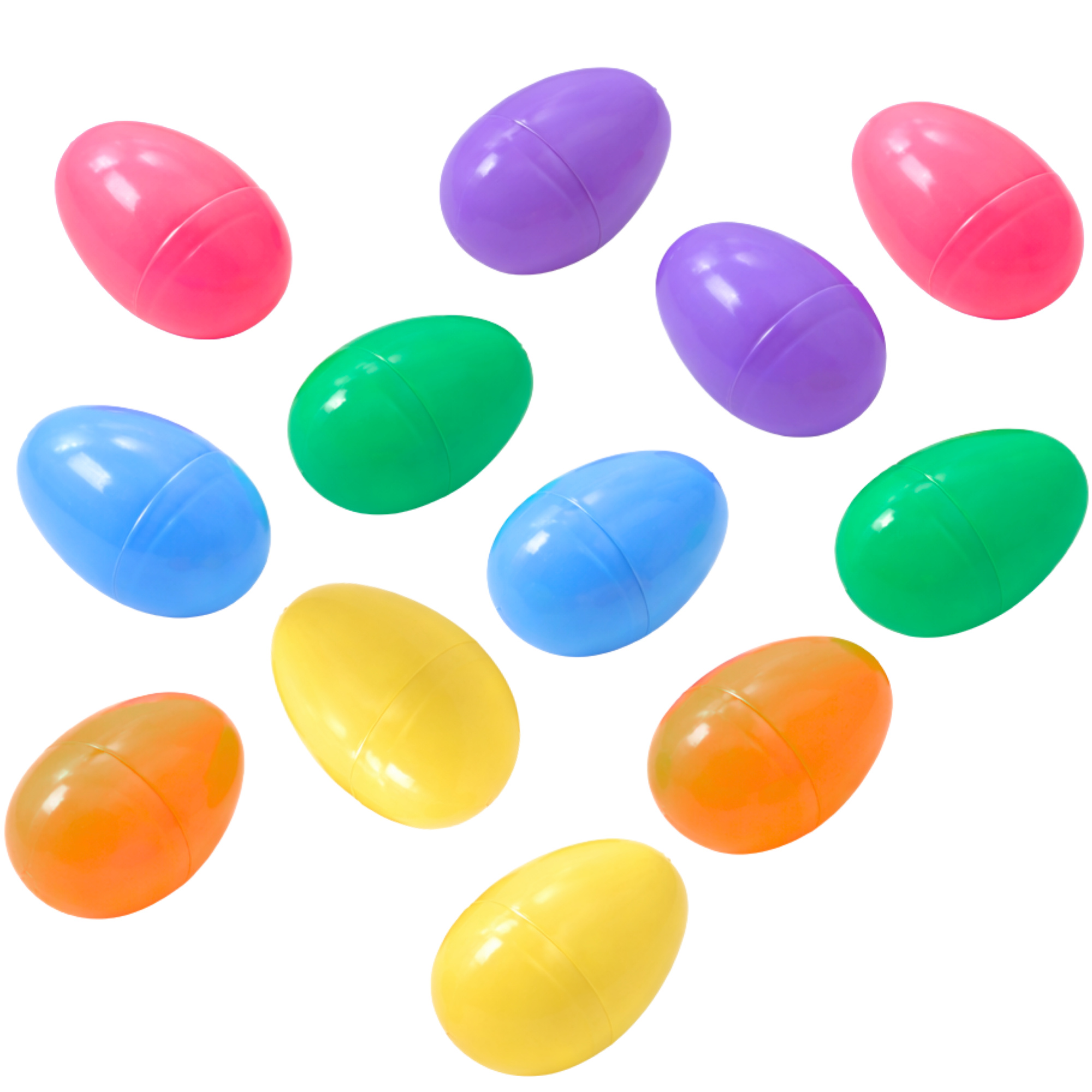 Pack of 12 Coloured Fillable Plastic Eggs 6cm 
