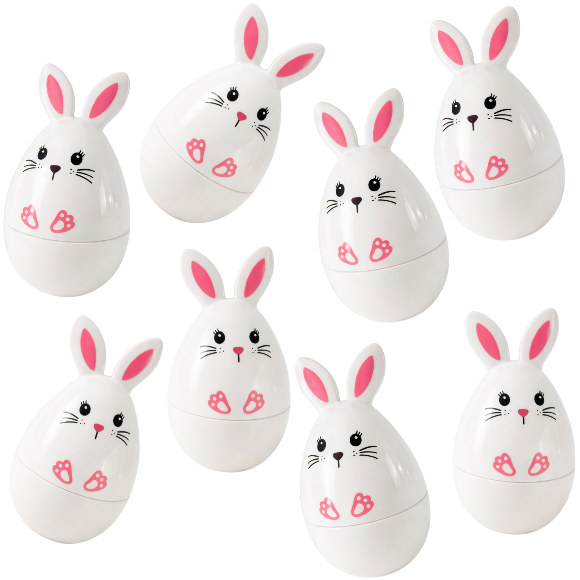 Pack of 8 Easter Bunny Fillable Plastic Eggs 6cm 