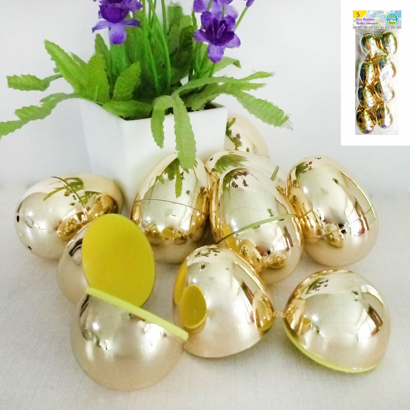 Gold Fillable Plastic Easter Eggs (Pack of 8)