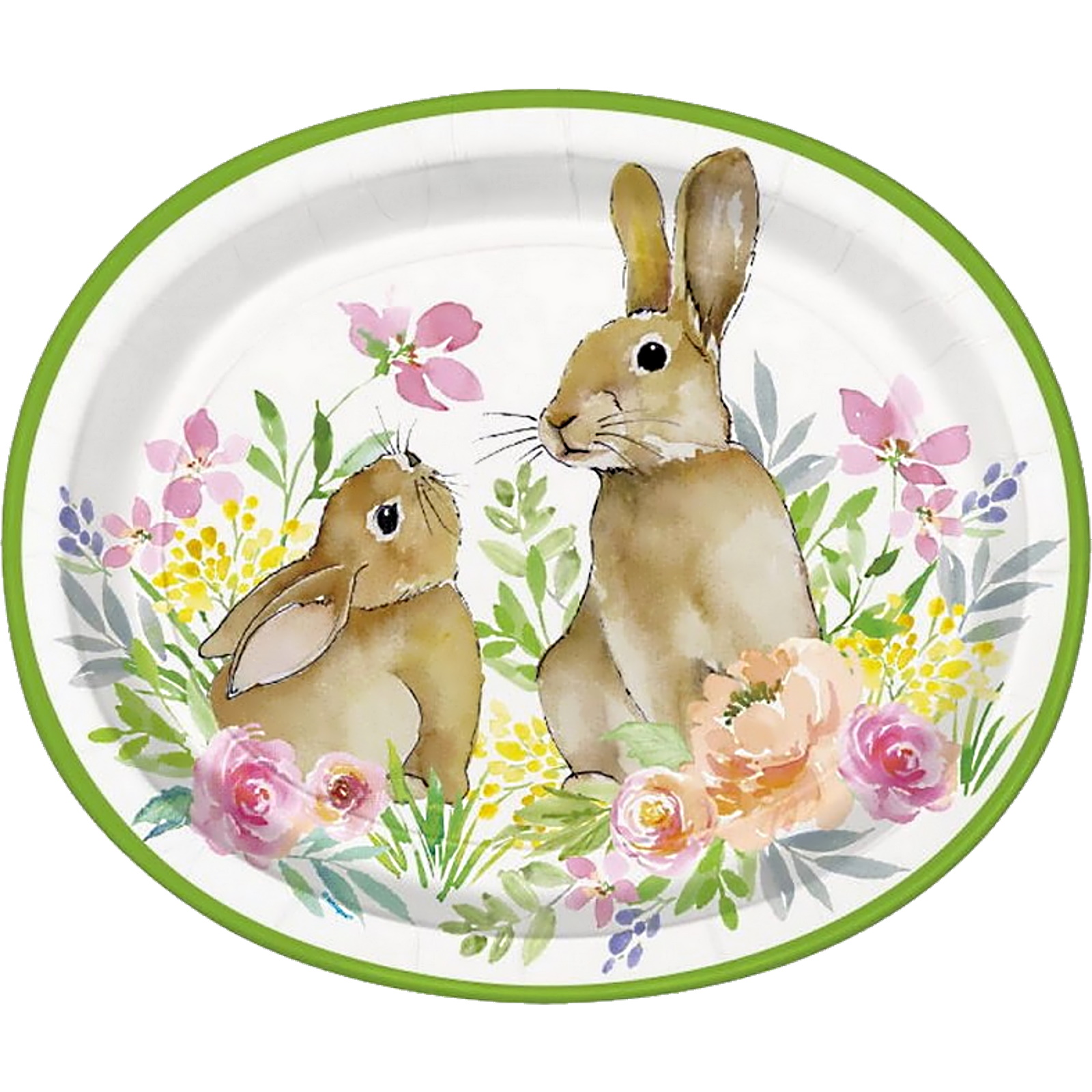 Watercolour Pastel Easter Oval Paper Plates (Pack of 8)
