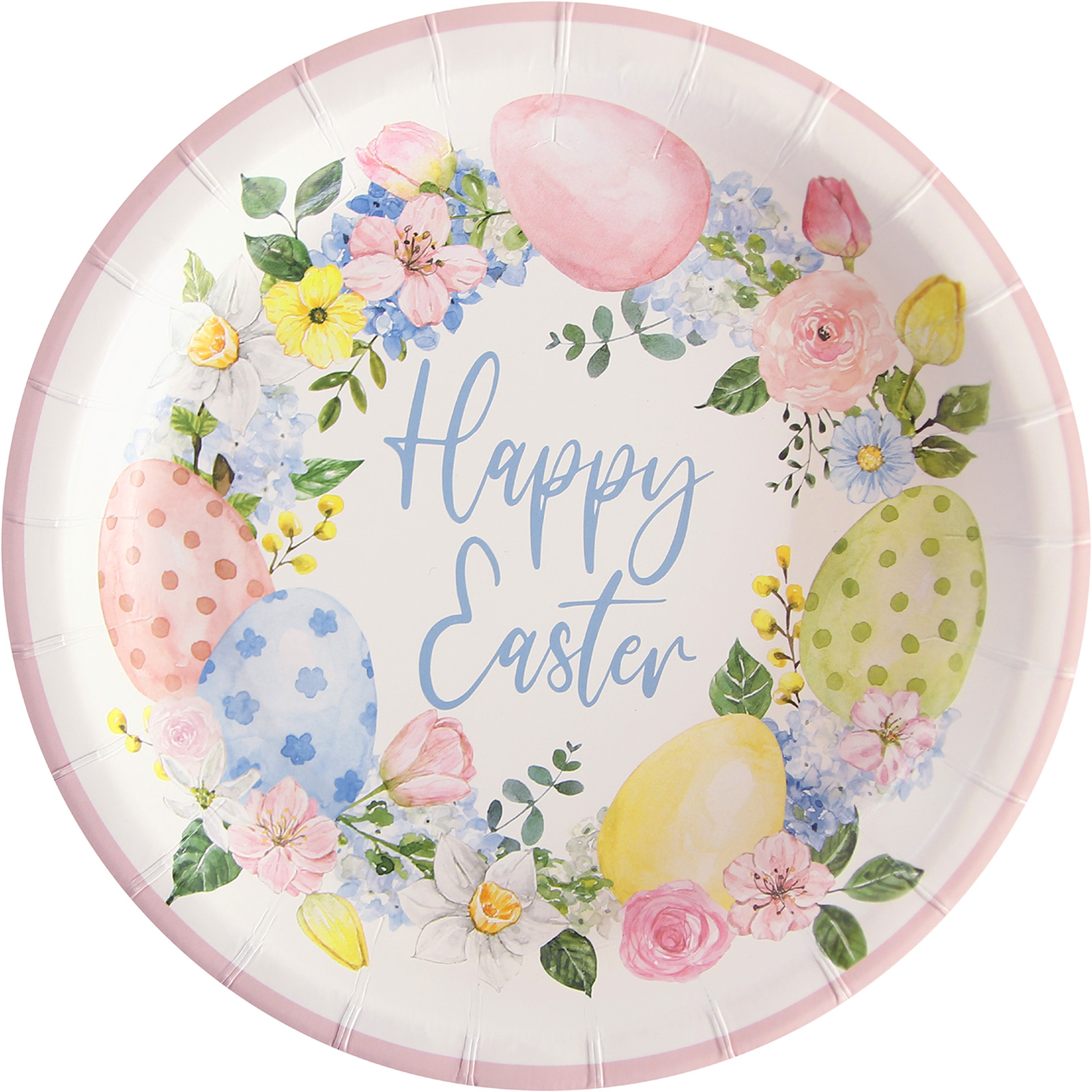 Heritage Floral Happy Easter Large Paper Plates (Pack of 12)