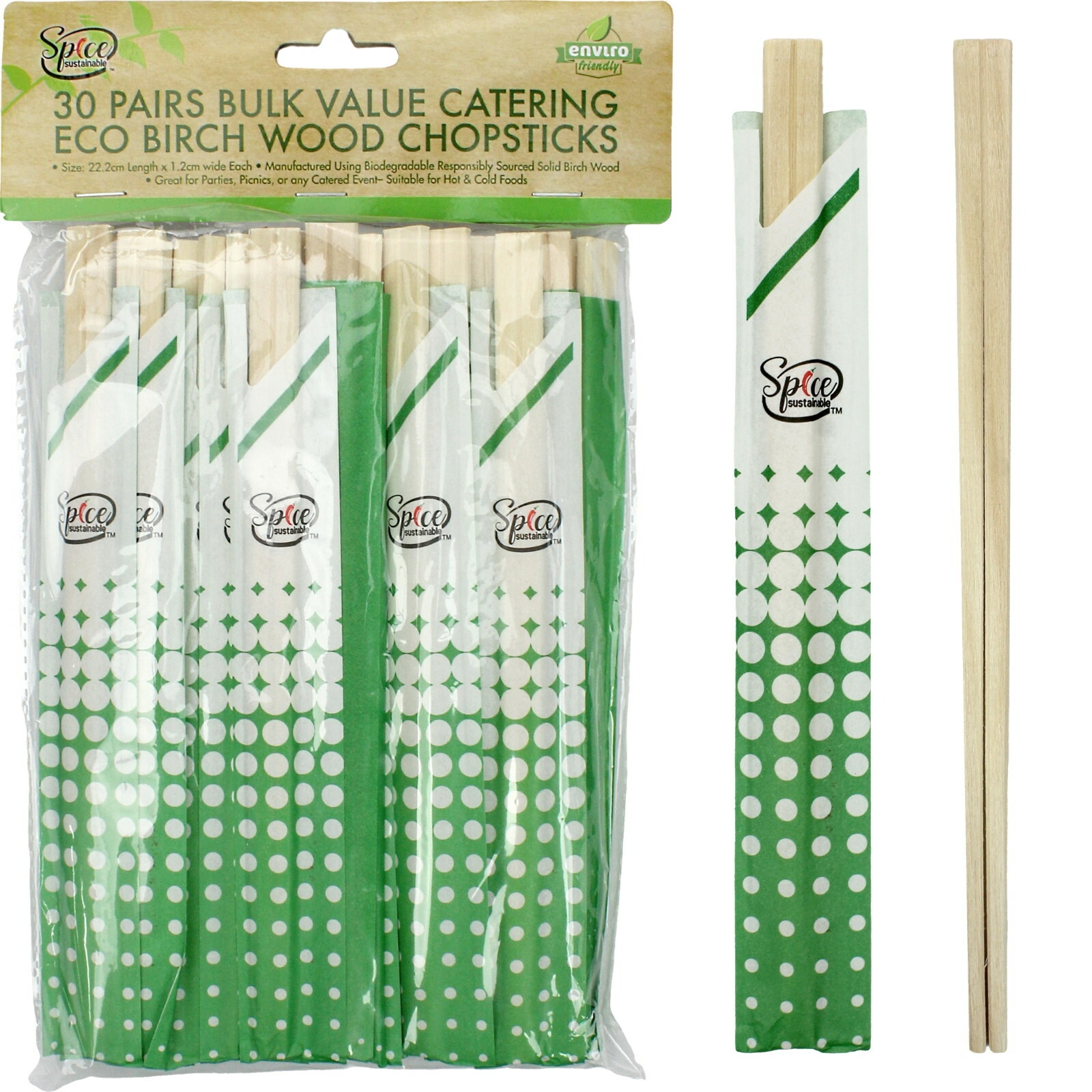 Eco Wooden Chopsticks (Pack of 30 Pairs)