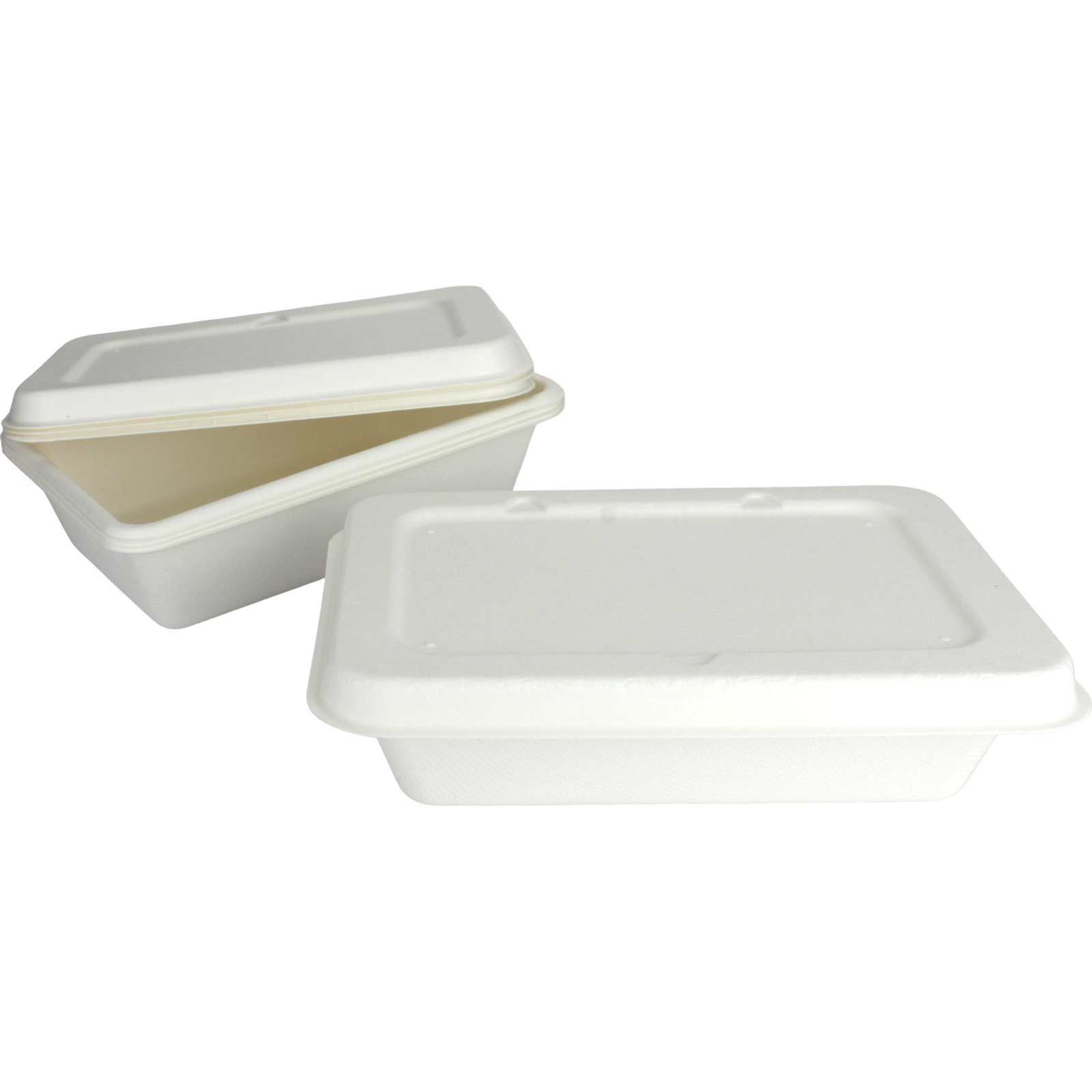 White Sugar Cane Containers With Lids 650ml (Pack of 4)