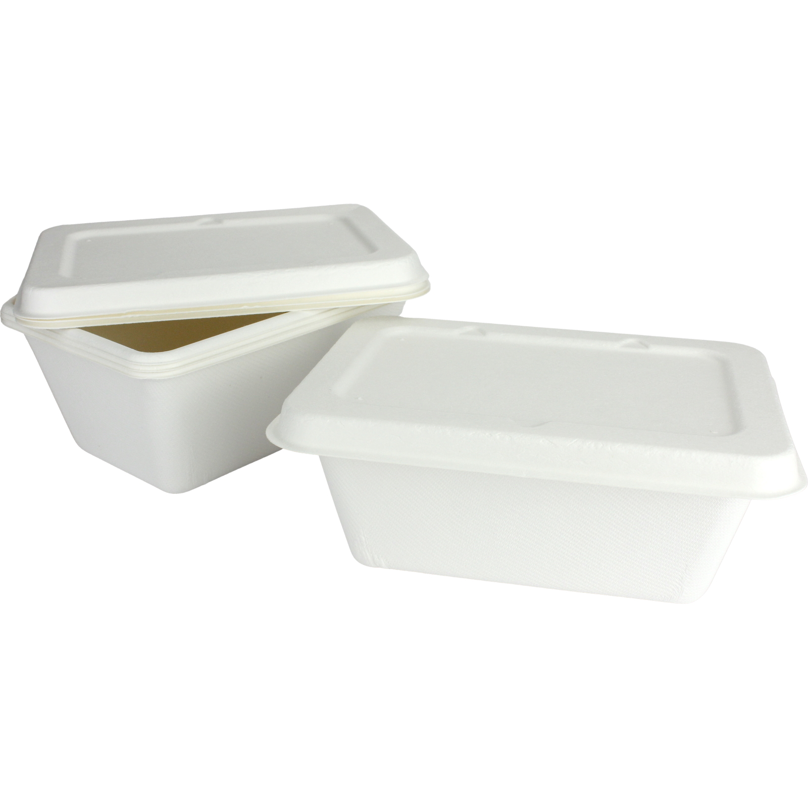 White Sugar Cane Containers With Lids 1000ml (Pack of 4)