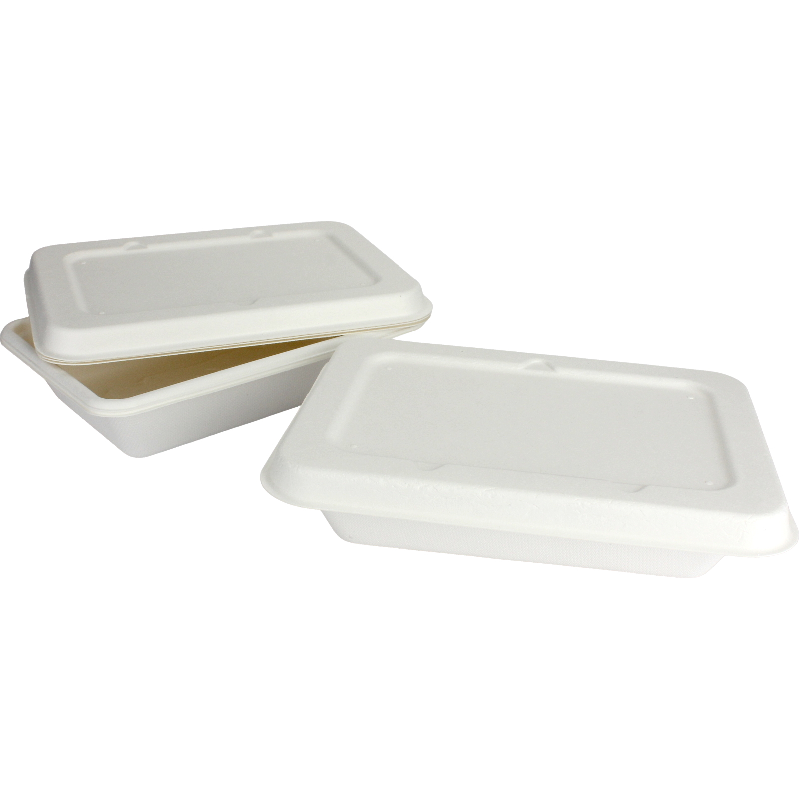 White Sugar Cane Containers With Lids 500ml (Pack of 4)