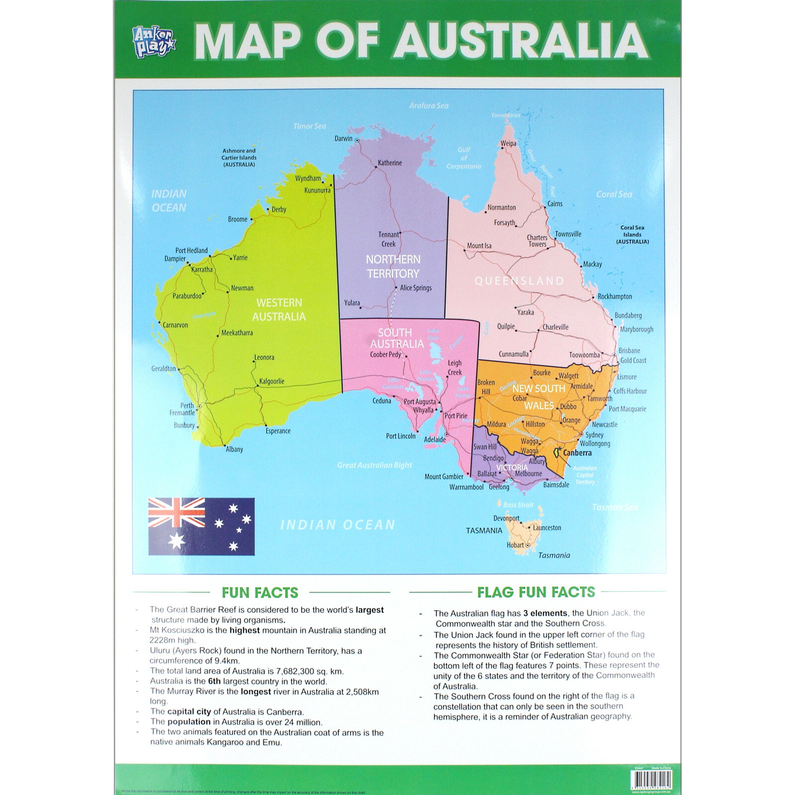 Map of Australia Educational Poster