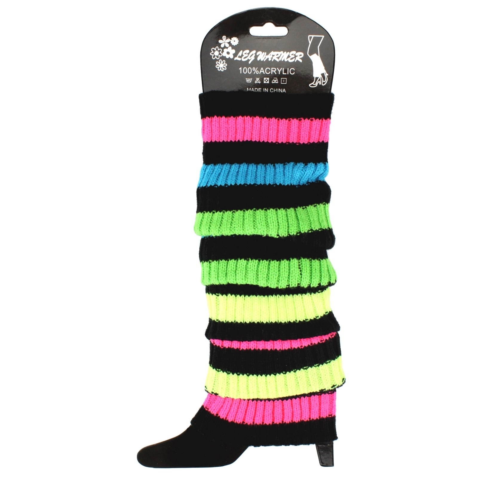 Neon Stripe Knitted Leg Warmers