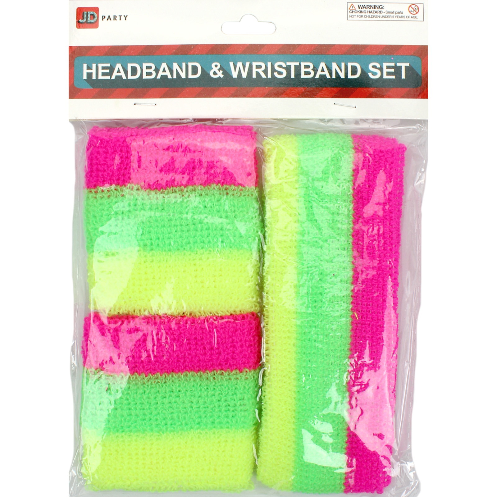 Fluro Striped Sweatband Set