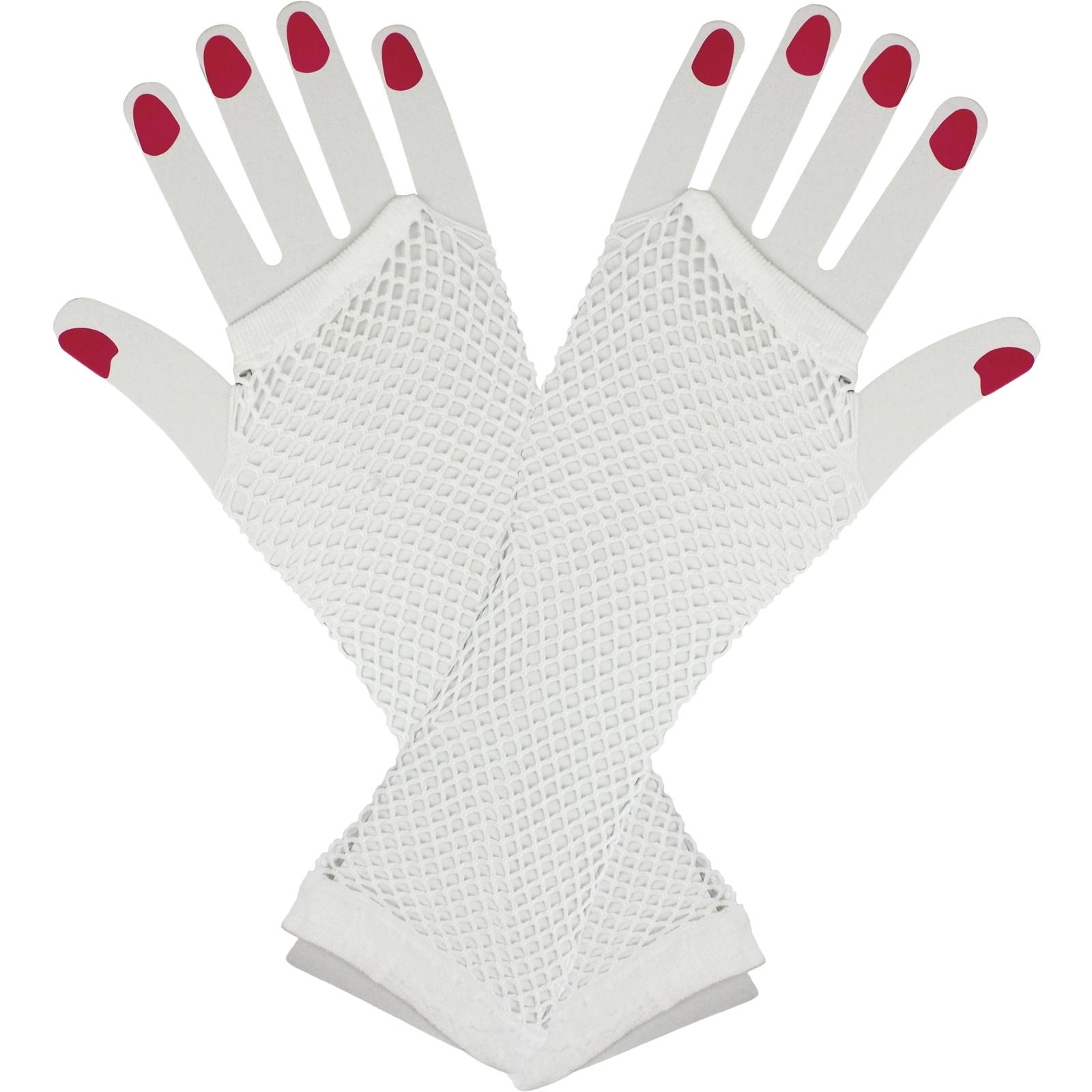 White Fingerless Fishnet Gloves