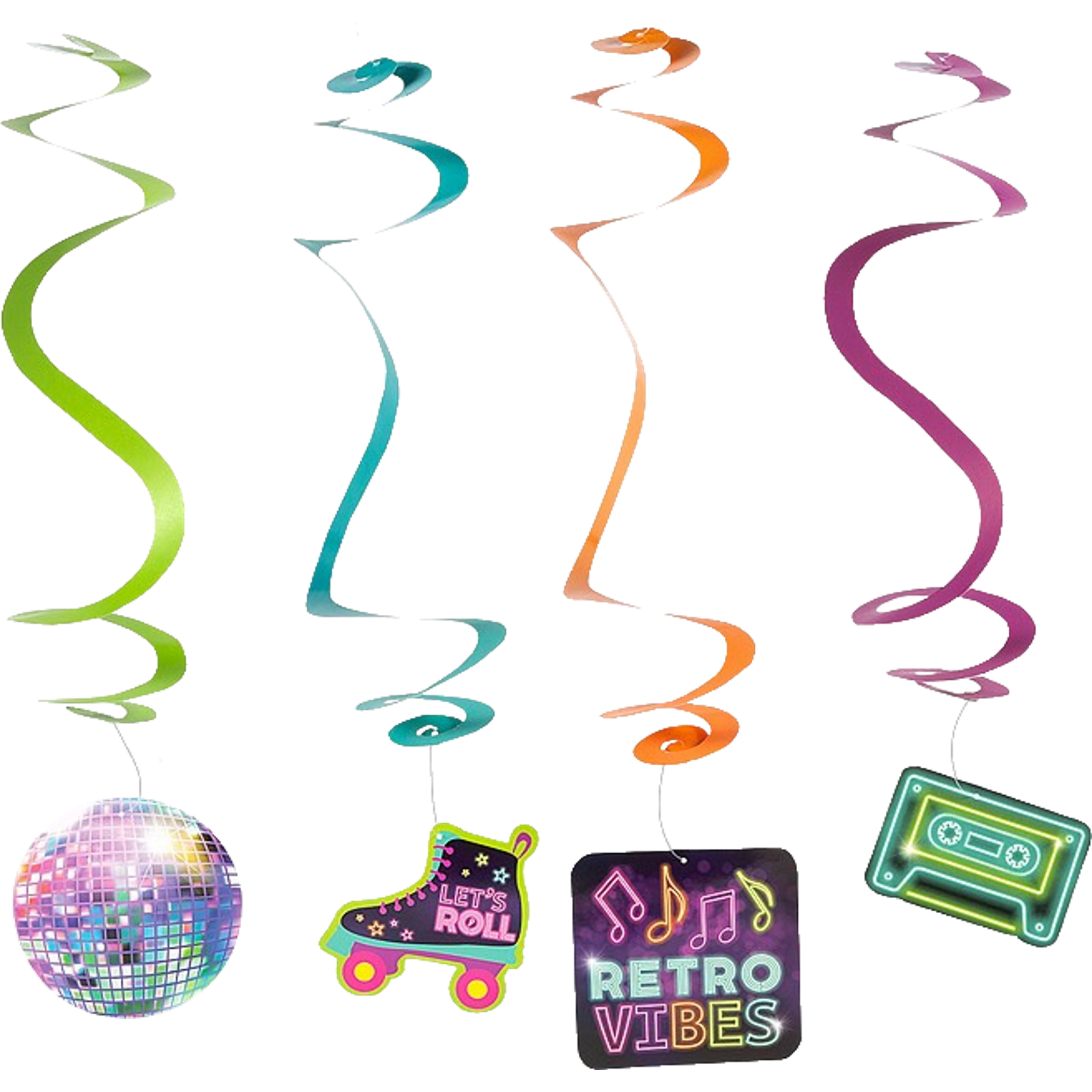Disco Vibes Swirl Decorations (Pack of 12)