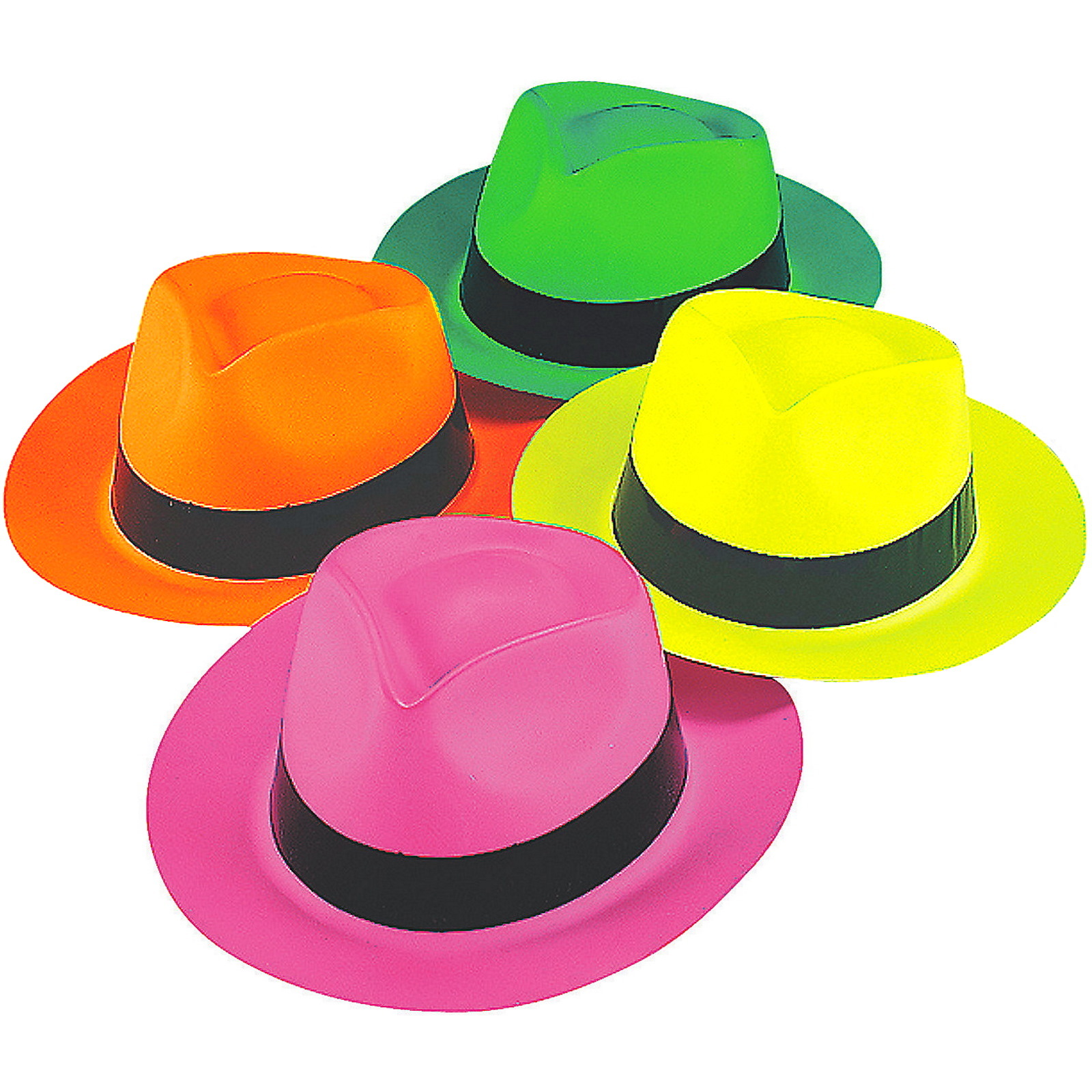 Neon Gangster Hats (Pack of 12)