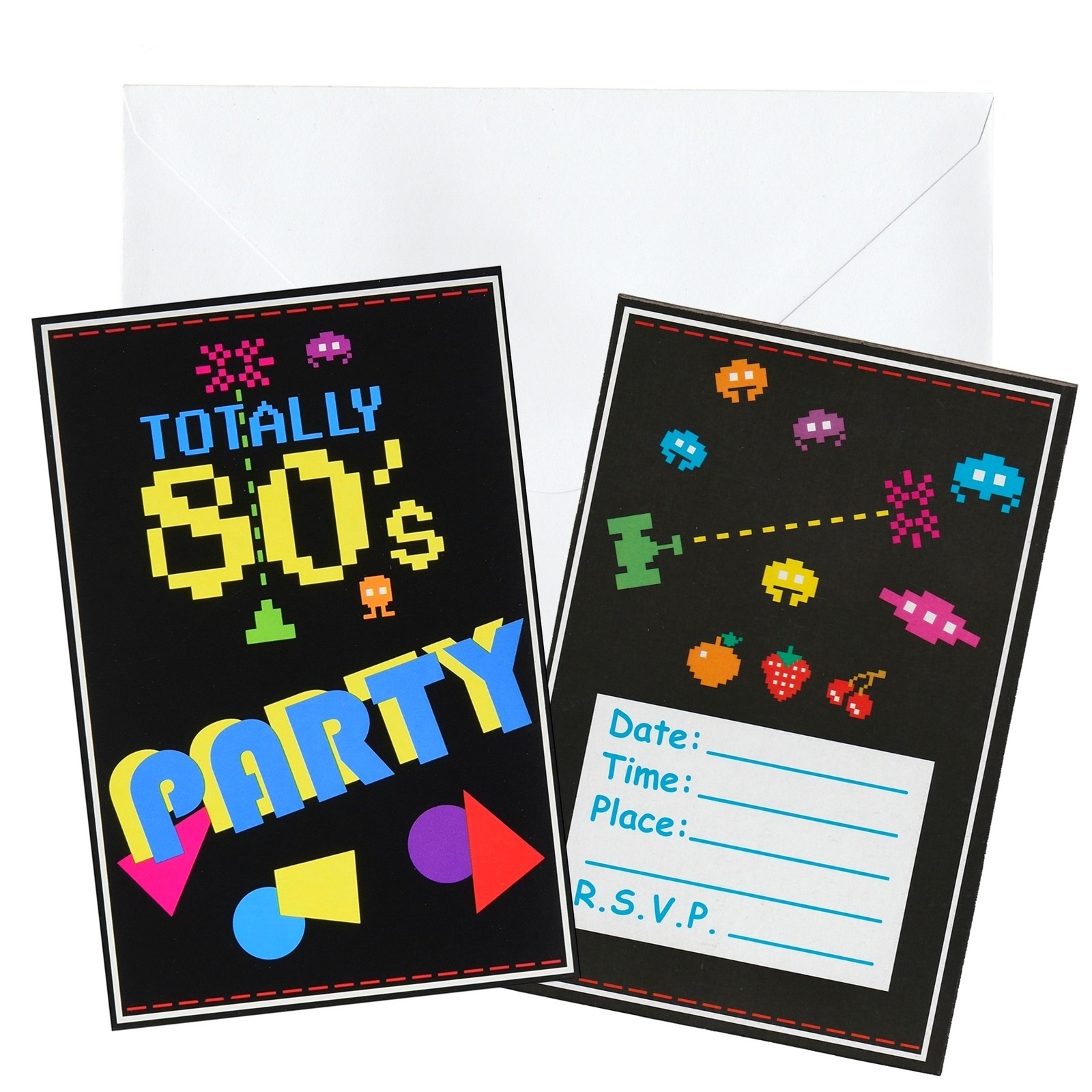80's Party Invitations (Pack of 8)
