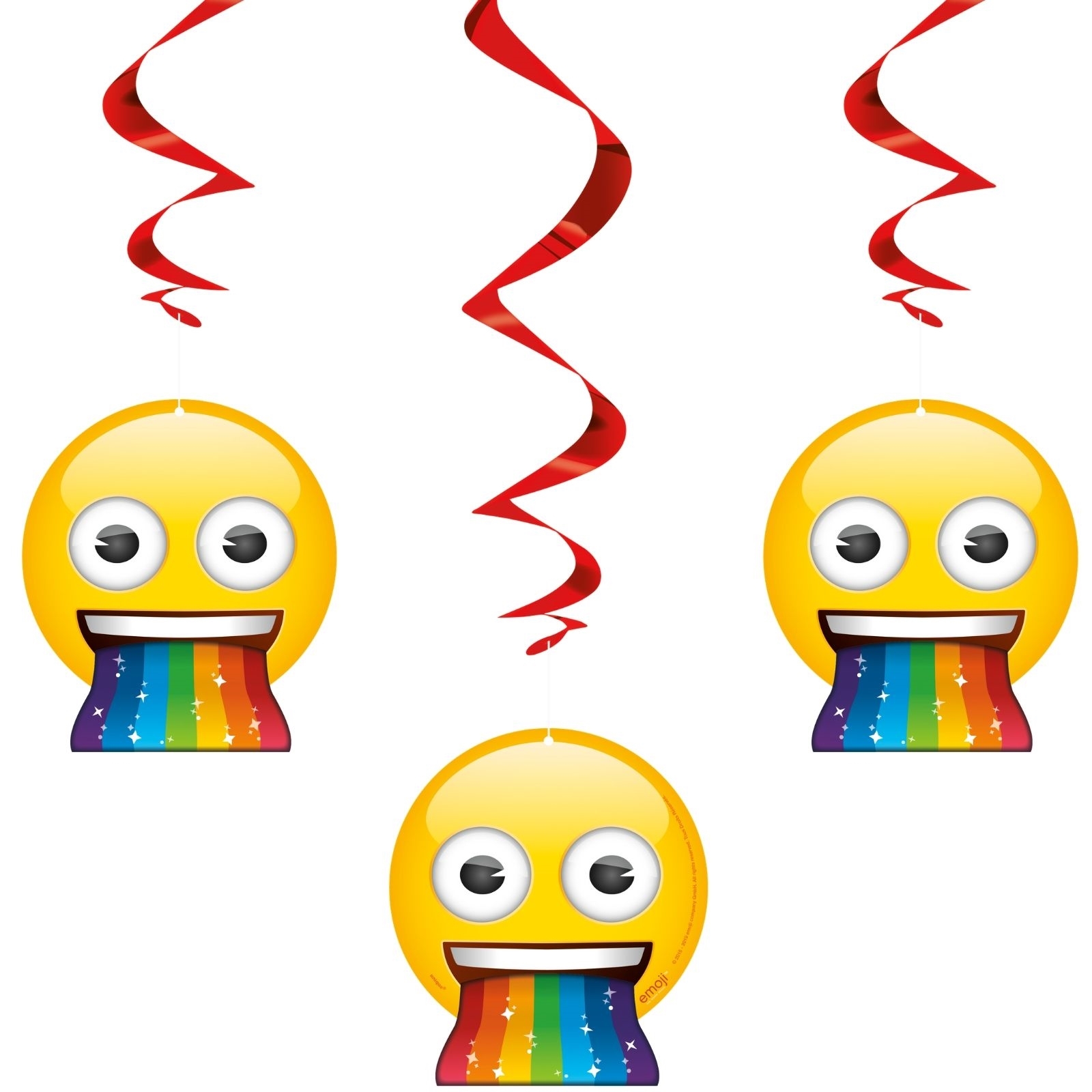 Rainbow Fun Emoji Swirl Decorations (Pack of 3)