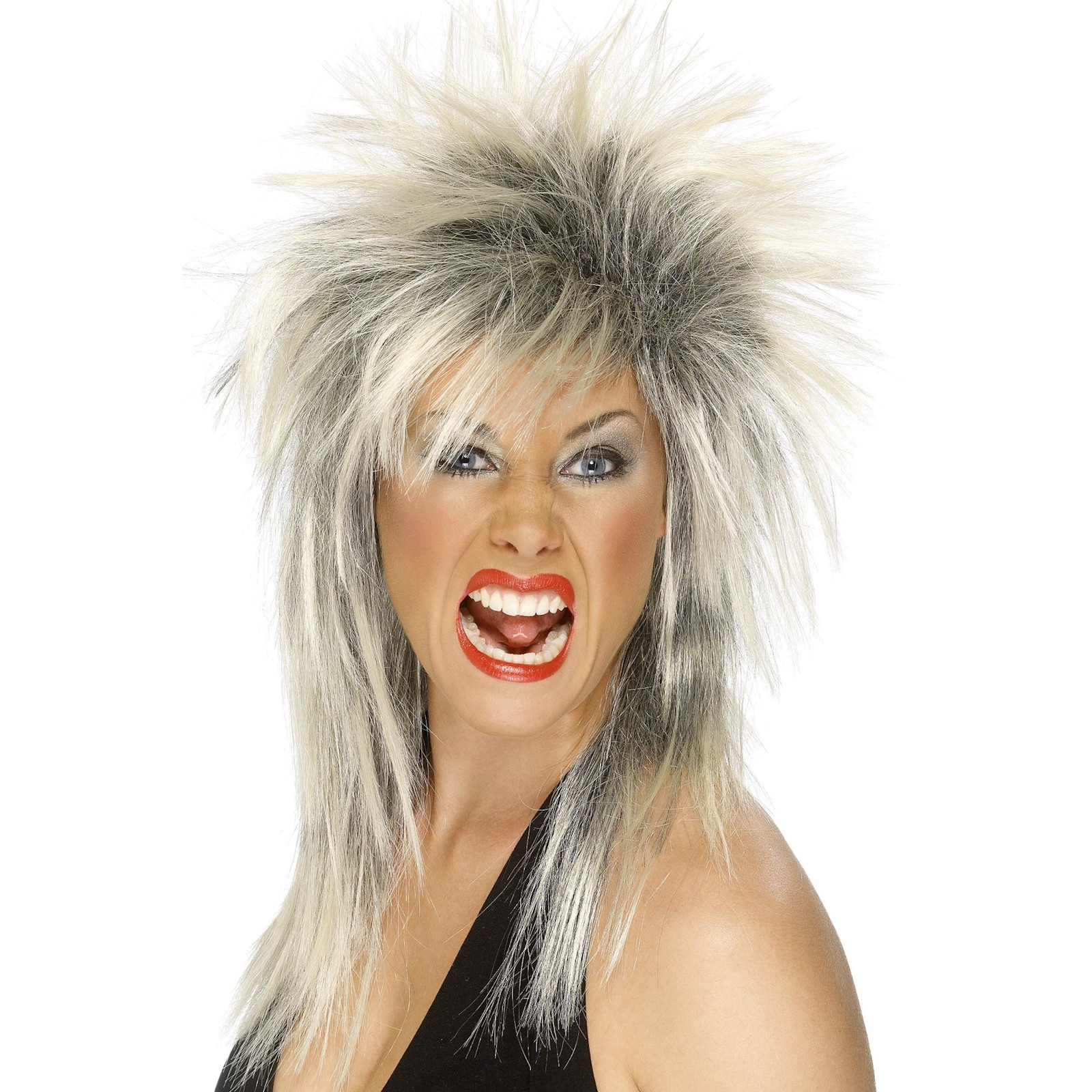 Women's Blonde and Black Rock Diva Wig