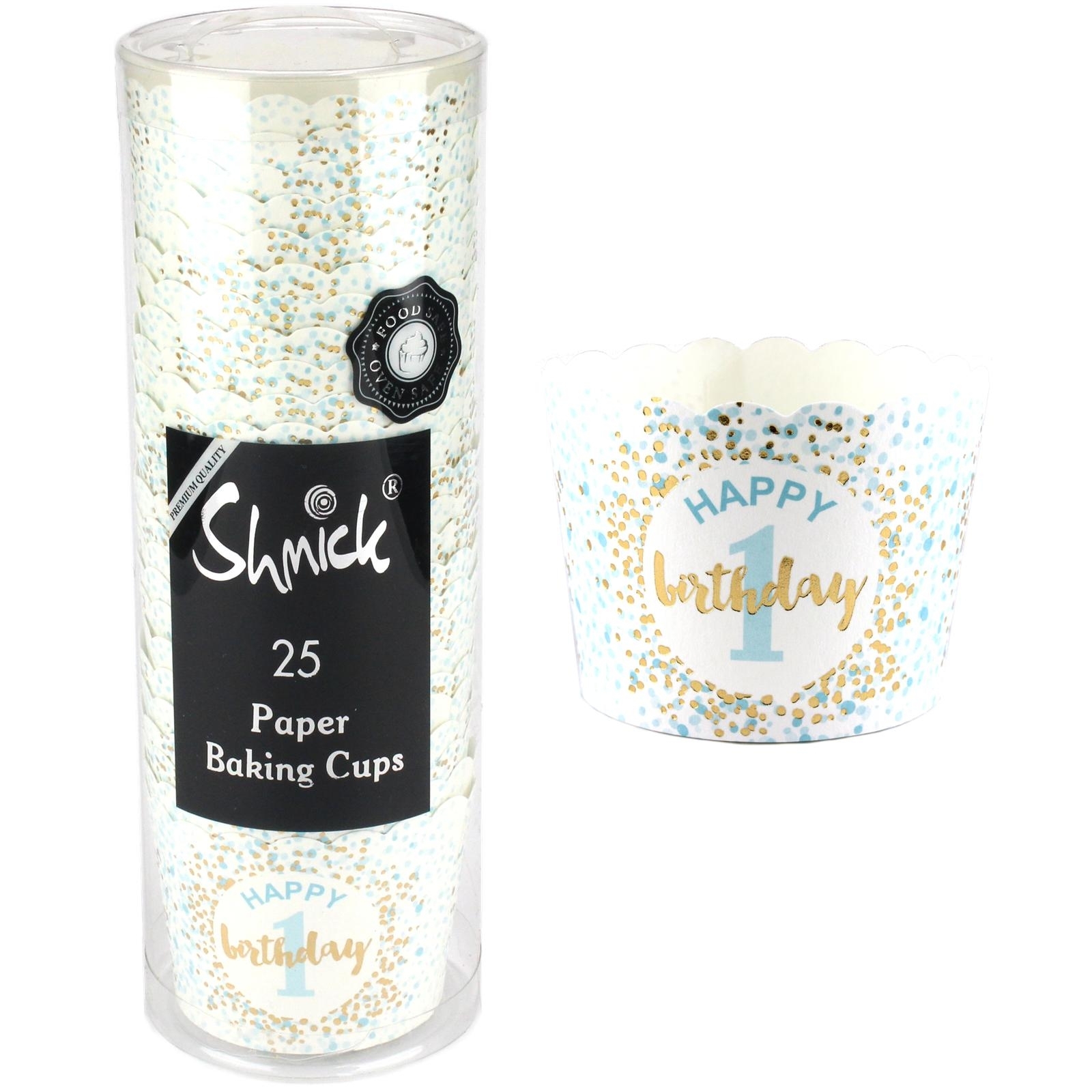 1st Birthday Boy Confetti Baking Cups (Pack of 25)