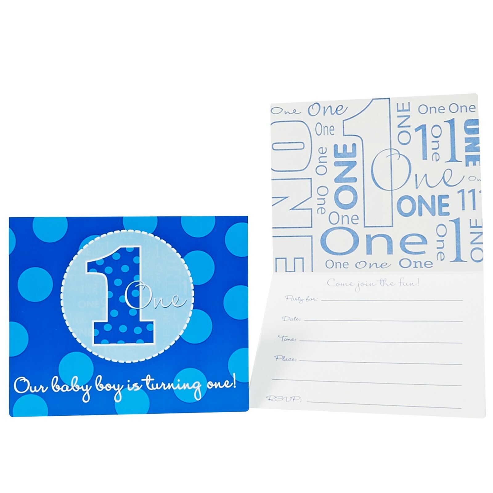 Everything One Boy Party Invitations (Pack of 8)