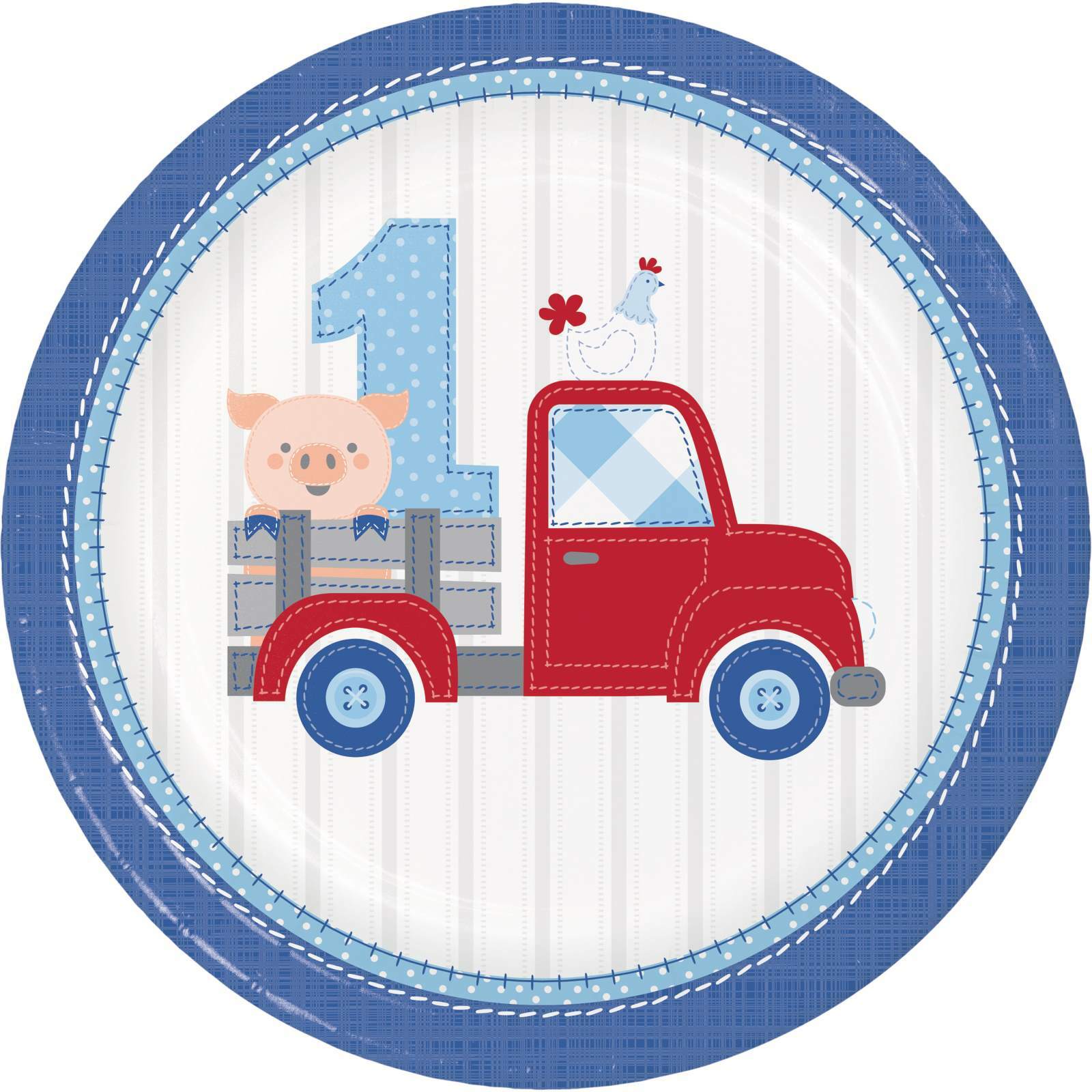 Farmhouse 1st Boy Large Paper Plates (Pack of 8)