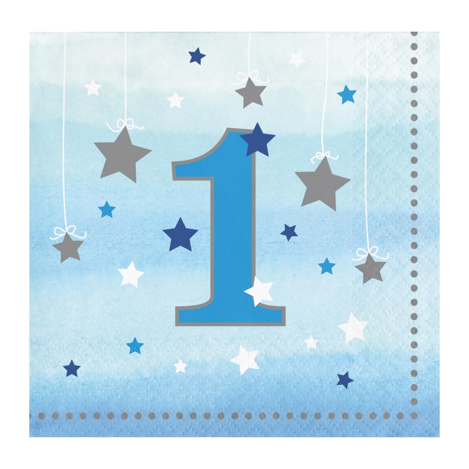 One Little Star Boy Number 1 Small Napkins / Serviettes (Pack of 16)